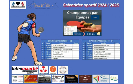 Le calendrier des championnats Ixina (D4 &amp; D5)