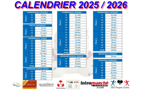 Calendrier de la saison 2025/2026